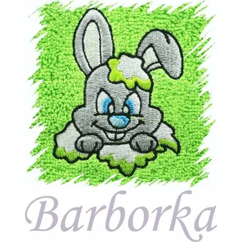 Sprchový závěs Dětský ručník s výšivkou a jménem - ZAJÍČEK typ 2