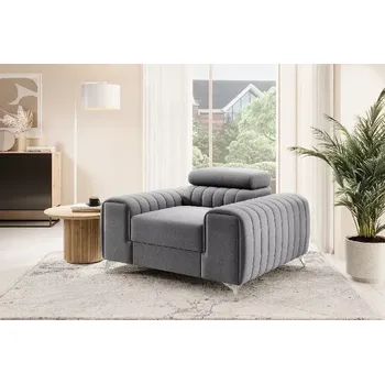 Křeslo Křeslo LAURENCE GRAY (Designové velké křeslo do obývacího pokoje šedé.)