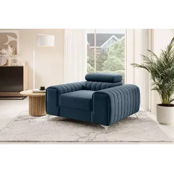 Křeslo Křeslo LAURENCE DARK BLUE II. (Designové velké křeslo do obývacího pokoje modré.)