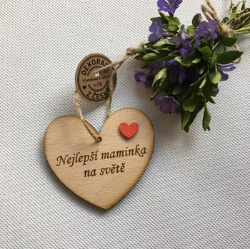 Dřevěné srdce 7 cm Nejlepší maminka na světě