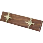 SEA Club Věšák s háčky - Větrné růže, dvojitá, mosaz na dřevě, 30x7x4cm