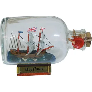 SEA Club Loď v láhvi - Mayflower, D: 9cm, V: 5,5cm, Ø: hmota: 4,5cm