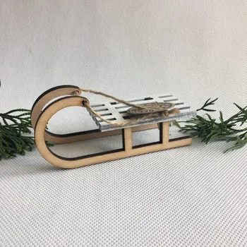 Vánoční dekorace Dřevěné sáně 15 cm podstavec 2 barvy Barva: Přírodní