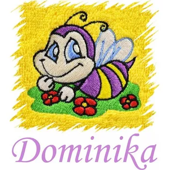 Sprchový závěs Dětský ručník s výšivkou a jménem - VESELÁ VČELKA typ 2