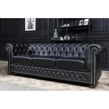 Sedací souprava Sedačka CHESTERFIELD 3 BLACK (Design sedačka černá 205cm.)