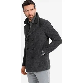 Pánský kabát Ombre Kabát OM-COWC-0115 Šedá Regular Fit M