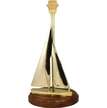 Lucerna SEA Club Lampa - Sailer, elektrická 230V, E14/27, mosaz/dřevo, V: 46cm, Ø: 24cm