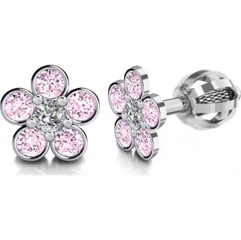 Náušnice Couple, Dívčí náušnice Briony, bílé zlato s barevnými zirkony, 585-68-3-0045.1B00.0.00.208.05