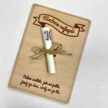 Dřevěné přání k svátku