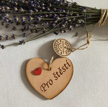 Dřevěné srdce s věnováním Pro štěstí 7 cm