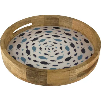 SEA Club Tác - Rybí vír, mangové dřevo se smaltem, Ø: 35cm, V: 5,5cm