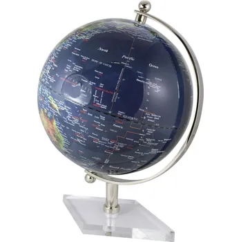 Glóbus SEA Club Globus, tmavě modrý, poniklovaná mosaz na akrylovém podstavci, V: 44 cm, Ø: hloubka: 44 cm, výška: 44 cm, výška: 44 cm, hloubka: 30 cm