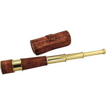 Teleskopický dalekohled SEA Club Dalekohled s koženou rukojetí, mosaz, D: 17/45,5 cm, s koženým pouzdrem