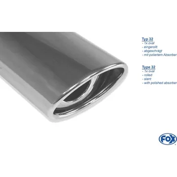 Tlumič výfuku Fox Sportauspuff koncový tlumič výfuku s koncovkou 115x85 Typ 33 na obou stranách pro Volkswagen T4 Syncro s motorem 2.4 D, 2.5, 2.5 TDI SLEVA 2%