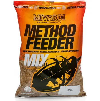 Návnadová surovina Mivardi Krmení Method Feeder Mix 1kg black halibut