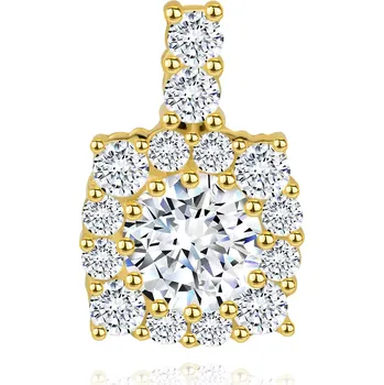 Přívěsek Blýskavý zlatý přívěsek 585 - čtvercový zirkonový obrys, kulatý čirý zirkon