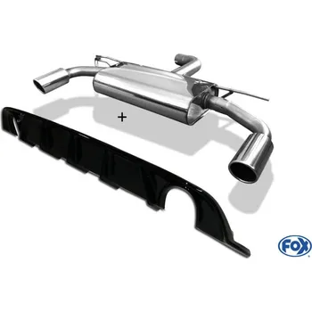 Tlumič výfuku Fox Sportauspuff koncový tlumič výfuku s koncovkou 1x100 Typ 16 na obou stranách pro Volkswagen Golf VII 2017- s motorem 1.0 (DKRF), 1.5, s víceprv. ZN, vč. Rieger diff. (černý lesklý) SLEVA 2%