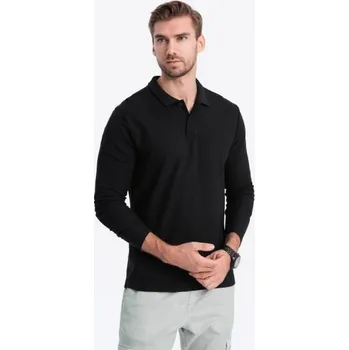 Pánské tričko s dlouhým rukávem a polo límcem V2 OM-POBL-0114 černé