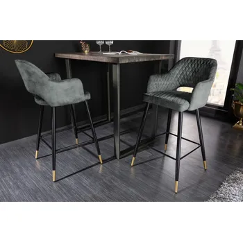 Barová židle Barová židle s opěrkami zeleno šedá.