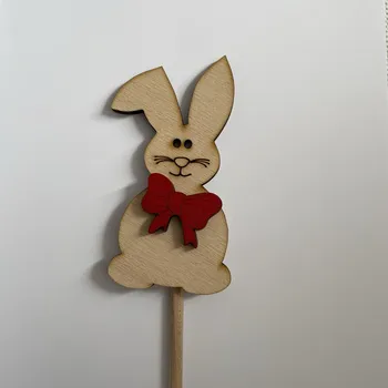 Velikonoční dekorace Dřevěný zajíc 11 cm na zápichu