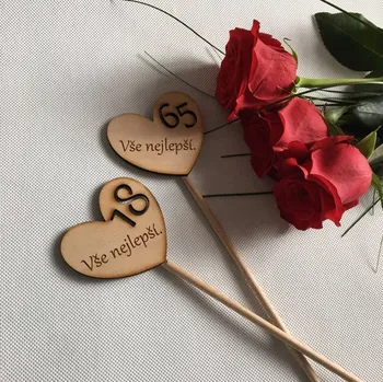 Dřevěné srdce 7 cm jubileum na zápichu Jubileum: 45
