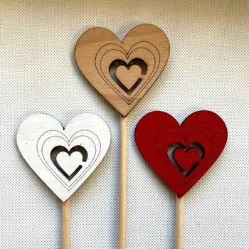 Zápich srdce 8 cm výřez+linky Barva: Bílá