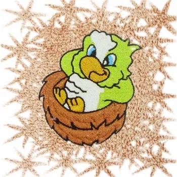 Sprchový závěs Dětský ručník s výšivkou QUALITY 400 g/m2 - ODPOČÍVAJÍCÍ PAPOUŠEK