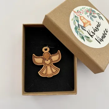 Vánoční dekorace Vánoční dárková sada s dřevěným šperkem - více variant Varianta: Šperk andílek