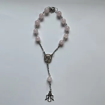 Přívěsek Růženec z minerálů - více variant Varianta: Růženín, Přívěsek: Anděl