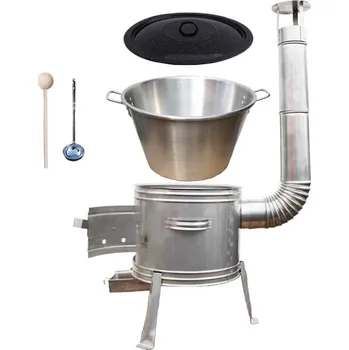 Outdoor vaření Nerezový kotel 40 L, nerezová kotlina 45 cm TOPLUX, naběračka a vařečka