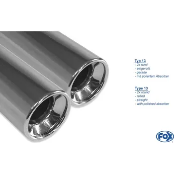 Tlumič výfuku Fox Sportauspuff koncový tlumič výfuku s koncovkou 2x80 Typ 13 na obou stranách pro Mercedes Viano 639 s motorem 2.2 CDI, 3.0 CDI, 3.2, 3.7 SLEVA 2%