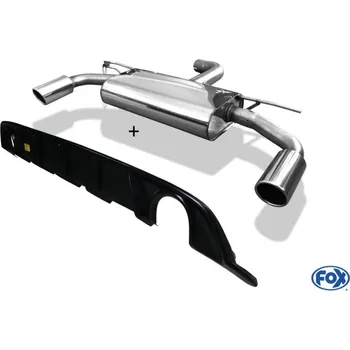 Tlumič výfuku Fox Sportauspuff koncový tlumič výfuku s koncovkou 1x100 Typ 16 na obou stranách pro Volkswagen Golf VII 2017- s motorem 1.0 (DKRF), 1.5, s víceprv. ZN, vč. Rieger diff. (černý matný) SLEVA 2%