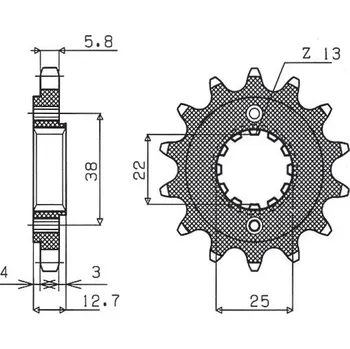 Řetězová sada pro motocykl SUNSTAR PŘEDNÍ ŘETĚZOVÉ KOLO 511 15 KAWASAKI KLR 650 '90-'14 (JTF511.15) (ŘETĚZ 520) (51115JT)