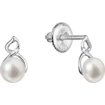 Zlaté 14 karátové náušnice bílé zlato s říční perlou a brilianty 81PB00042