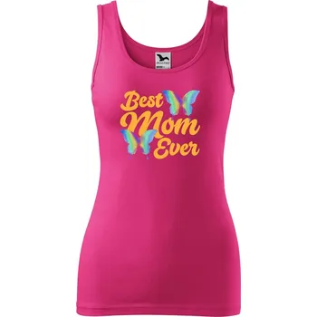 Dámské tílko s potiskem Best mom motýlci Velikost: S, Barva: Purpurová