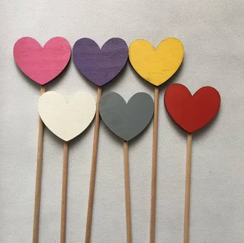 Dřevěný zápich Srdce 7 cm Barva: Zelená