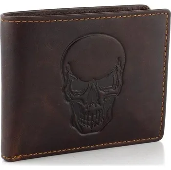 Peněženka Pánská peněženka s ražbou lebky temně hnědá 66-3701/M | P695434