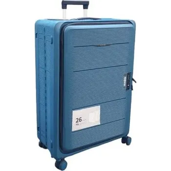 Skládací odlehčený cestovní kufr - vel. L, TSA, popruh - modrý