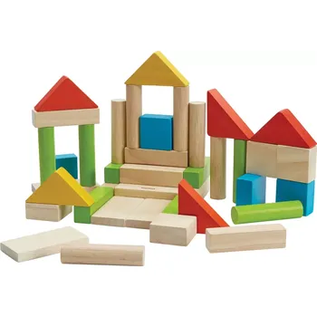 Dřevěná hračka PlanToys Barevné kostky - 40 ks
