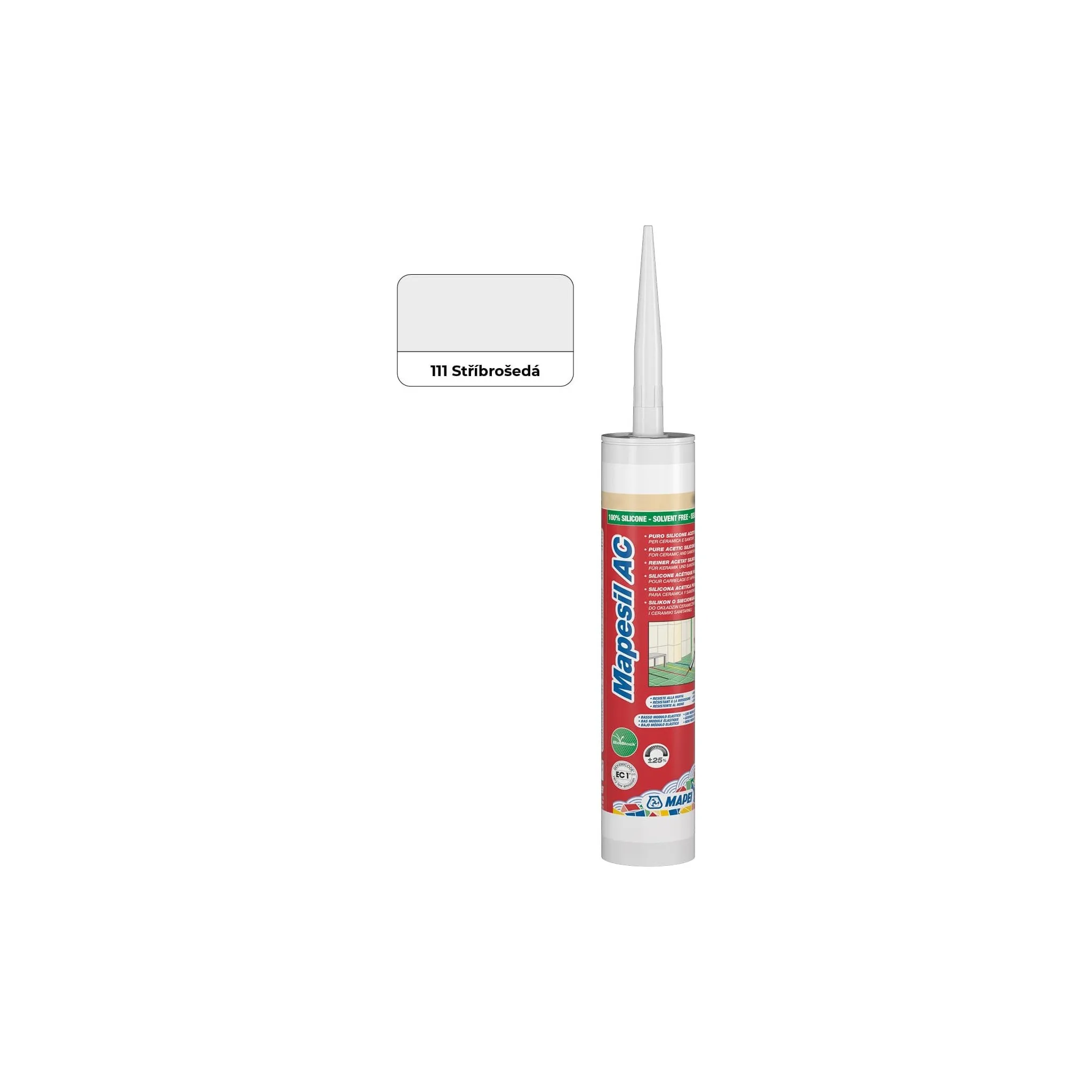 Fotografie 2 - Stavební silikon Mapei Mapesil AC 310 ml 111 stříbrnošedý