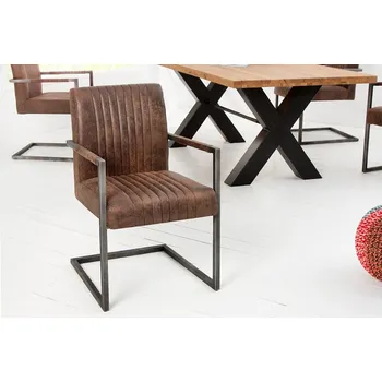 Jídelní židle Židle ASTON VINTAGE (Luxusní židle s opěrkami Vintage hnědá.)