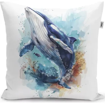 Polštář Dekorační polštář Akvarelová velryba - Sablio - 40x40 cm