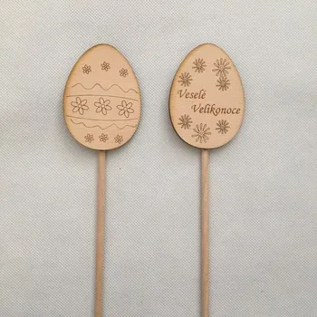 Velikonoční dekorace Dřevěná kraslice 9 cm zápich Nápis: Standard - Bez vlastních jmen