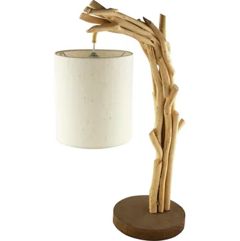 Lucerna SEA Club Dřevěná lampa se stínidlem, elektrická 230V, E27, 60W, V: 59cm, Ø: 20/18cm