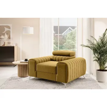 Křeslo Křeslo LAURENCE MUSTARD (Designové velké křeslo do obývacího pokoje žluté.)