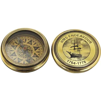SEA Club Kompas "HMS Endeavour", starožitná mosaz, Ø: 5,8cm, V: 2cm