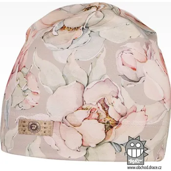 Čepice Bavlněná celopotištěná čepice - vzor 04 - béžová, květy