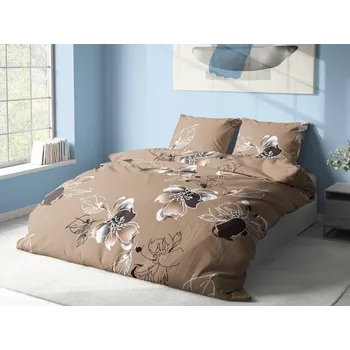 Povlečení Aaryans bavlněné povlečení Moderní květy kávové 140x200/70x90 cm