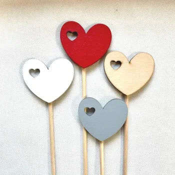 Zápich srdce 7 cm se srdíčkem výřez Barva: Bílá