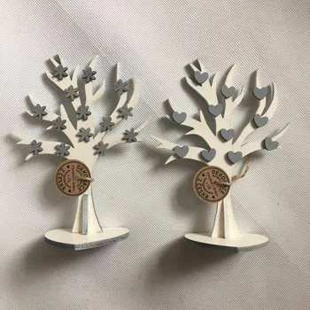 Strom života dřevěný 18 cm bílý Ozdobeno: Kytičkami